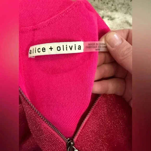 Alice & Olivia Women’s Pink Issa Turtleneck Puff Sleeve Dress - Size Medium - Picture 8 of 10